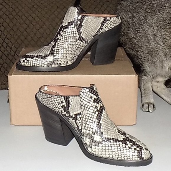 NEW Aquatalia Libby python snake embossed leather heeled mules US 6.5 Italy - Picture 7 of 9